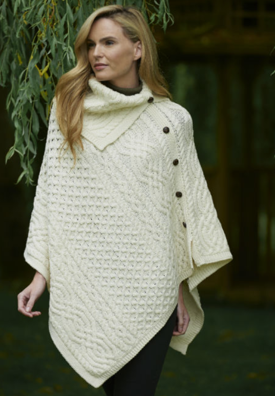Poncho med krave. Blå - Billede 2